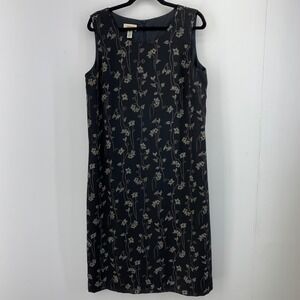 Talbots Vintage 90s Floral Vine Sleeveless Midi Sheath Dress Women 16 Minimalist
